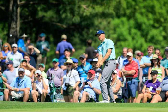 Jordan Spieth, practicing at Augusta National’s 6th hole, has led in 9 of his 20 career rounds at the Masters.